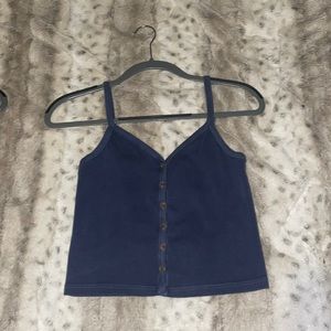 Brandy Melville blue button up cropped top